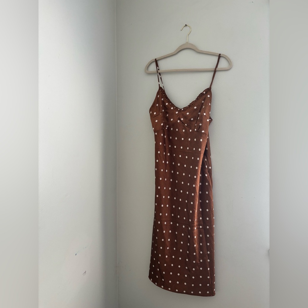 Midi Dress with White Polka Dots